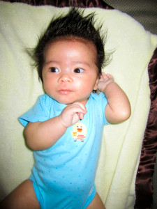 my daughter in the blue Gerber unisex onesie